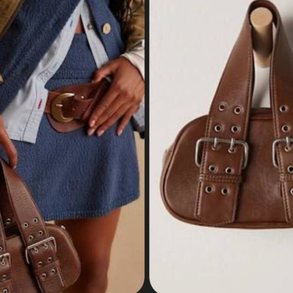 Free People Sheep Leather Say Yes Buckle Bag